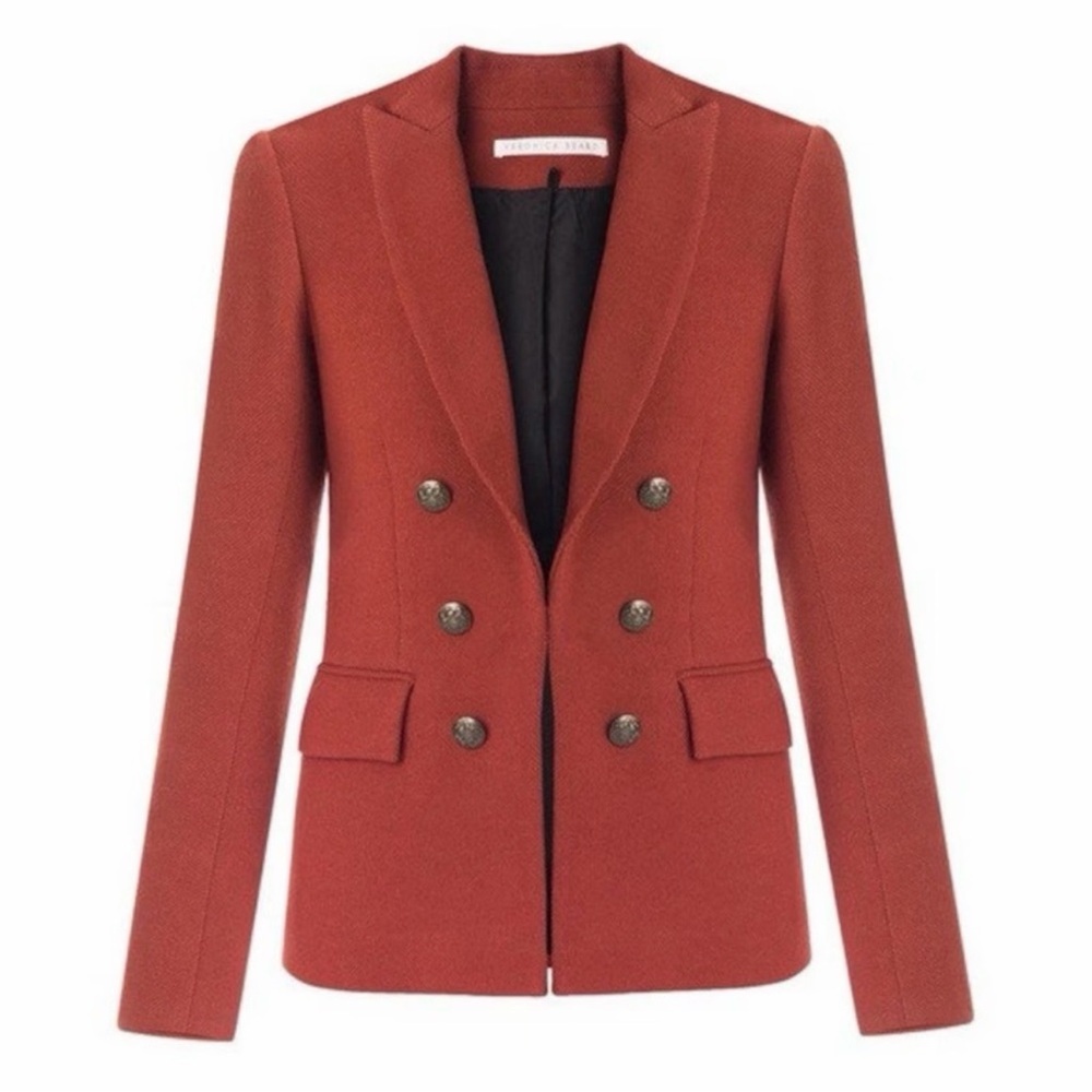 Veronica Beard Beacon Dickey Double Breasted Blazer Rust Size 8 Excellent - Picture 3 of 7